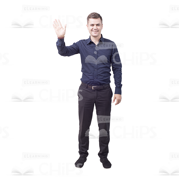 Smiling Man Character Waving Hand Cutout Image-0