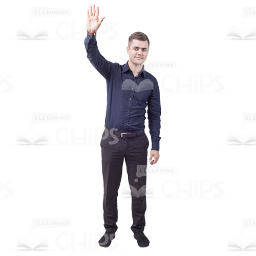 Cutout Image Of Young Man Raising Hand -0