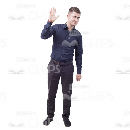 Handsome Man Waving Hand Cutout Photo-0