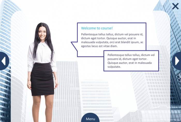Female Cutout Character With Callout — Storyline eLearning Template