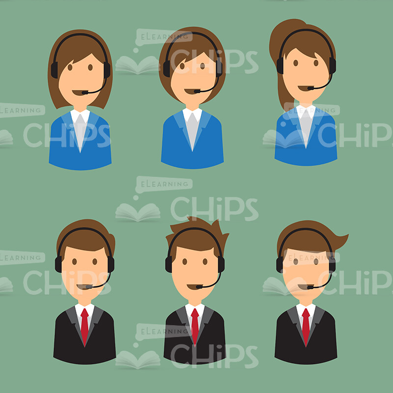 Managers Using Headset Vector Character Set-0 Managers Using Headset Vector Character Set-0