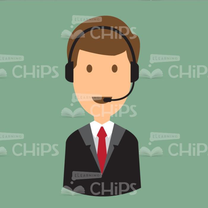 Managers Using Headset Vector Character Set-21073