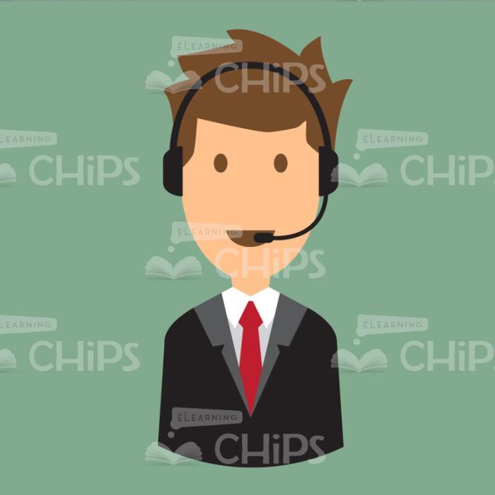 Managers Using Headset Vector Character Set-21074
