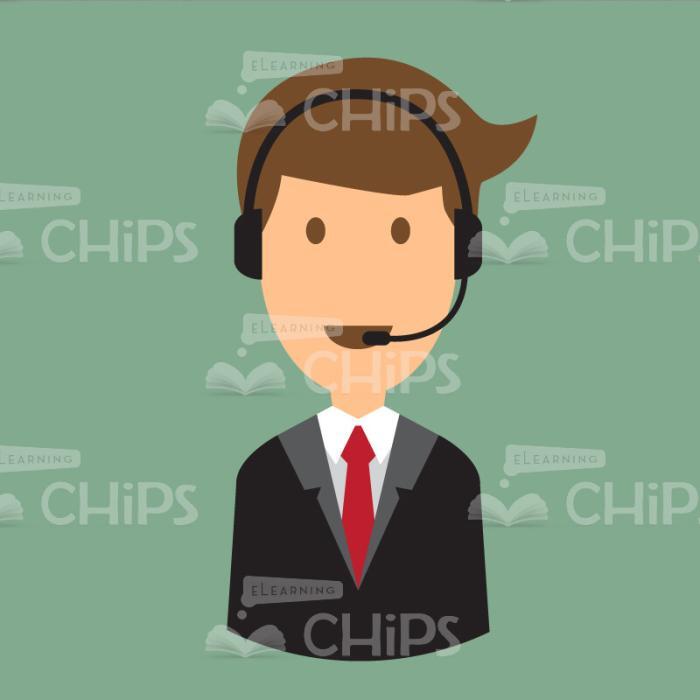 Managers Using Headset Vector Character Set-21075