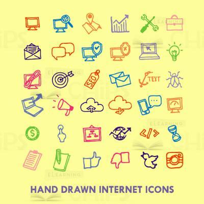 Hand Drawn Internet Vector Icons Package-16457
