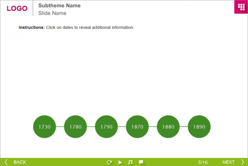 Green Buttons Timeline — Lectora Template-0