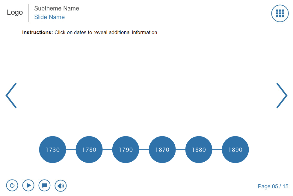 Timeline With Blue Buttons — Lectora Template-8299 Timeline With Blue Buttons — Lectora Template-8299