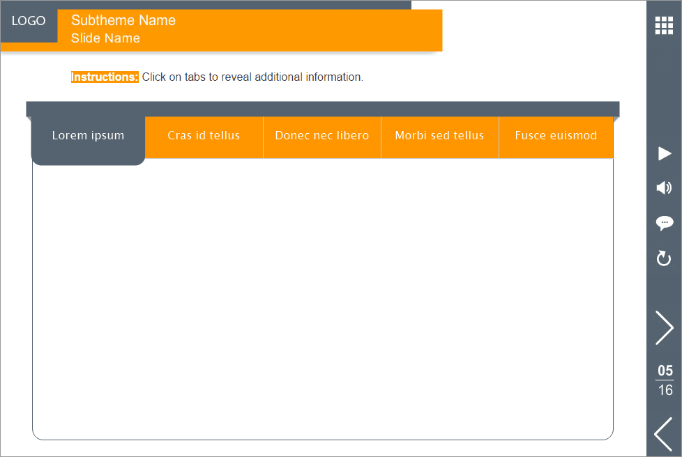 Orange Tabs — Lectora Templates for eLearning Courses Orange Tabs — Lectora Templates for eLearning Courses