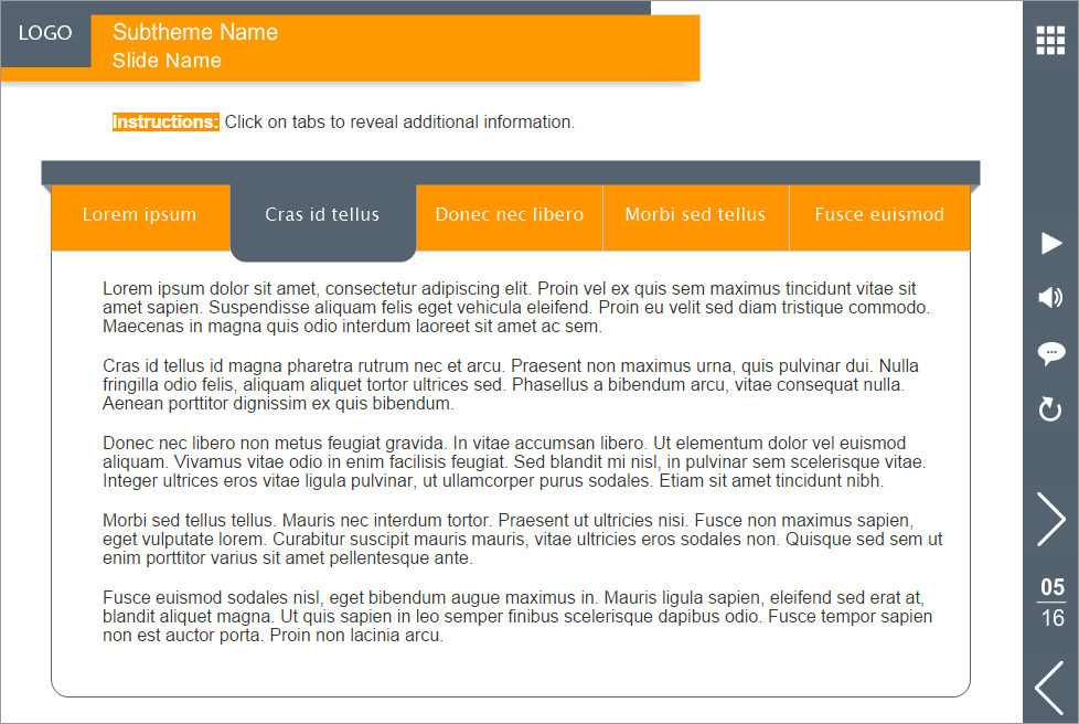 Clickable Horizontal Tabs — eLearning Lectora Templates Clickable Horizontal Tabs — eLearning Lectora Templates