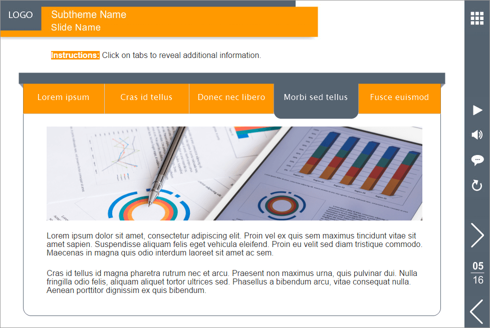 Horizontal Tabs Block — Lectora Publisher eLearning Template Horizontal Tabs Block — Lectora Publisher eLearning Template