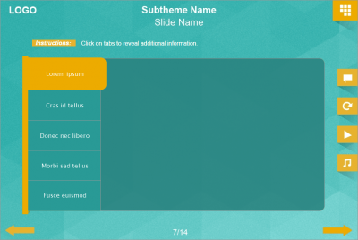 Turquoise Tabs — Lectora Templates for eLearning Courses