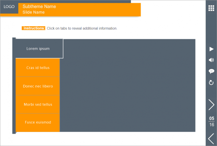 Orange Tabs — Lectora Templates for eLearning Courses