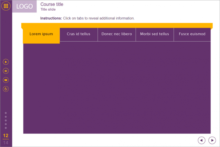 Purple Colored Tabs — Trivantis Lectora Templates for eLearning Courses