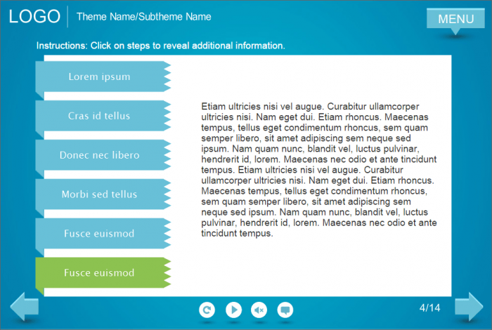 Tabs on Blue Background — eLearning Template for Lectora Publisher