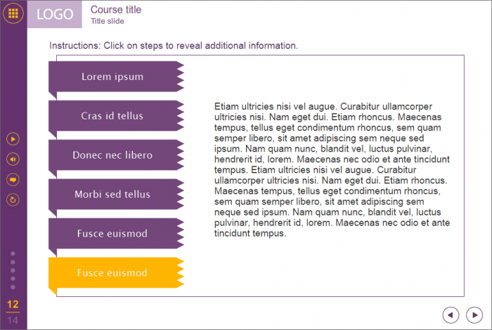 Purple Tabs on White Background — eLearning Template for Lectora Publisher