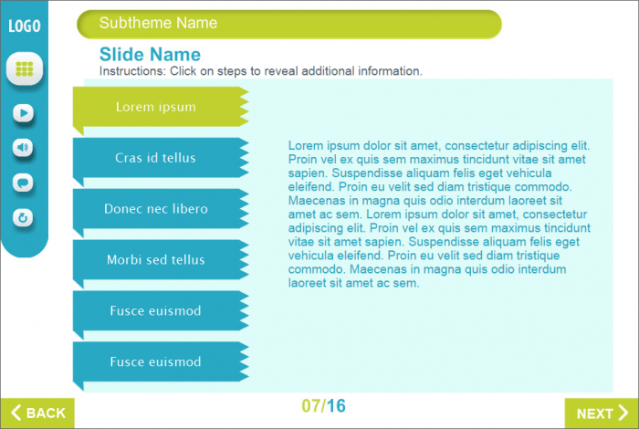 Tabs on White Background — Lectora Templates for eLearning