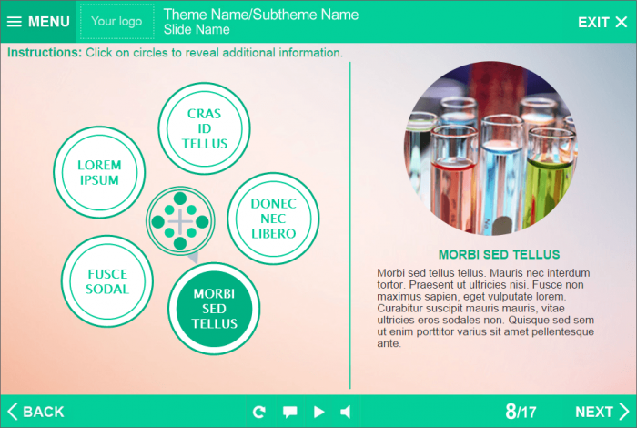 Slide with Five Round Buttons — eLearning Lectora Template