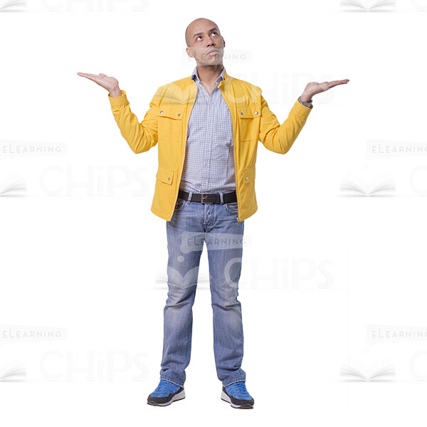 Pensive Man Character Scales Gesture Cutout-0