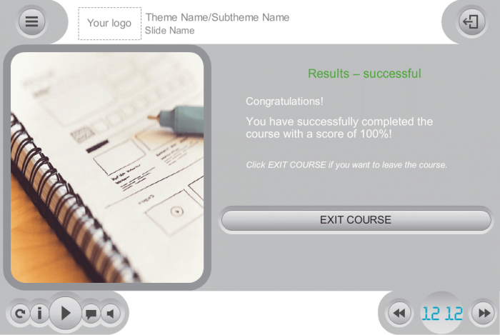 Successful Course Results — Storyline eLearning Course Player