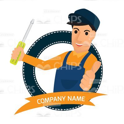 Young Worker WIth Screwdriver Vector Character-0