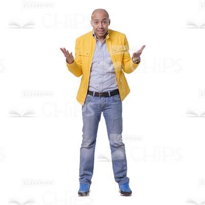 Surprised Young Man Spreads Arms Cutout Photo-0