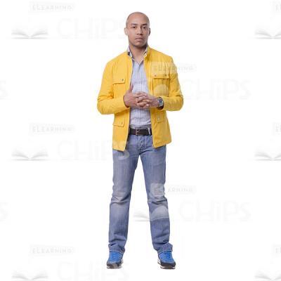 Serious Young Man With Locked Hands Cutout Image-0