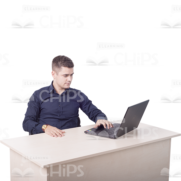 Young Man Working On Laptop Cutout Photo Pack-11248