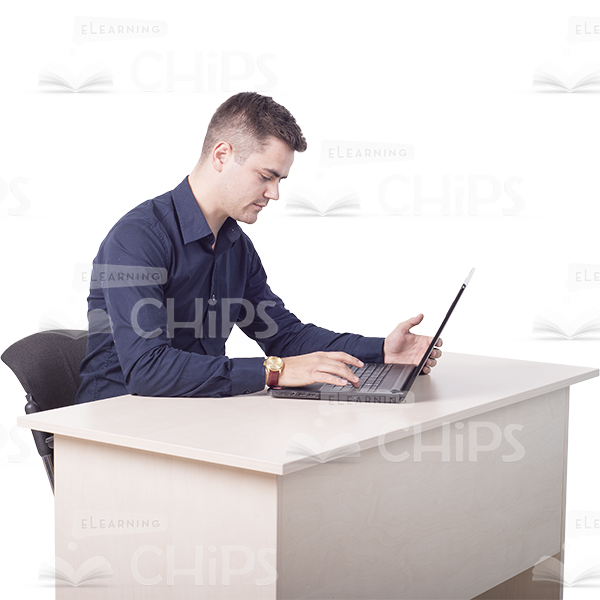 Young Man Working On Laptop Cutout Photo Pack-11253