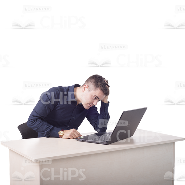 Young Man Working On Laptop Cutout Photo Pack-11264
