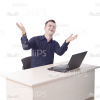 Young Man Working On Laptop Cutout Photo Pack-11282