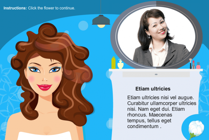 Vector Woman With Stylish Haircut — Gamified Template for Articulate Storyline