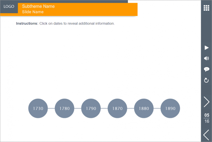 Horizontal Timeline — Lectora Publisher Sample