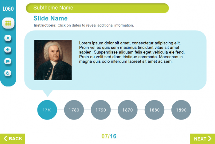 Timeline with Round Buttons — Templates for eLearning Developers