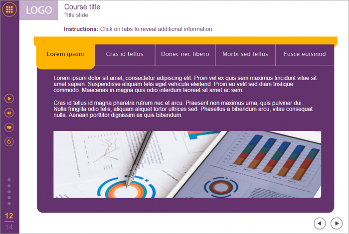 Purple Tabs — Lectora Samples for eLearning Courses