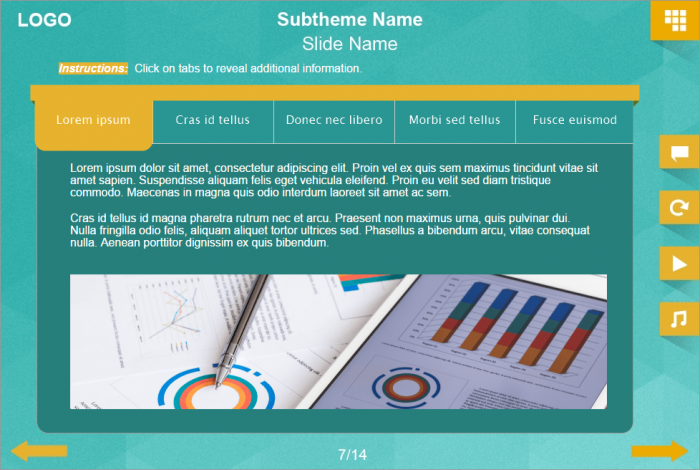 Turquoise Tabs — Lectora Samples for eLearning Courses