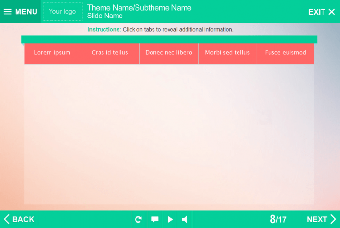 Colorful Background Horizontal Tabs — eLearning Template Package