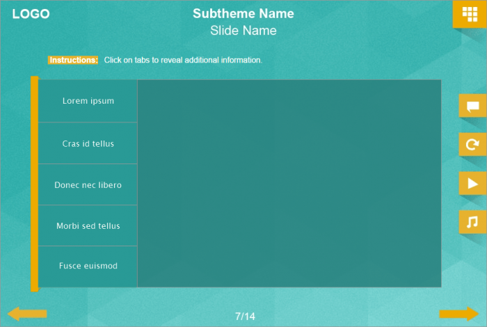Vertical Tabs on Turquoise Background — Download Templates for Lectora