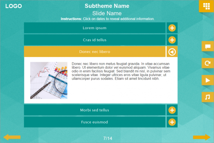 Turquoise Accordion — Pack of Lectora Sample Slides