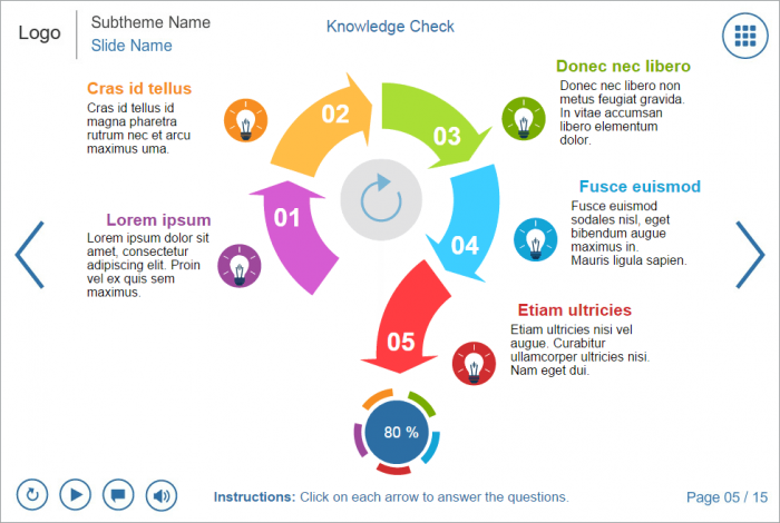 Colored Arrows — Quiz Lectora Template