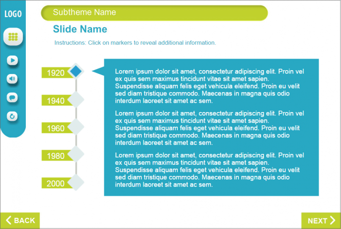 Light Green Vertical Tabs — eLearning Template for Lectora Publisher