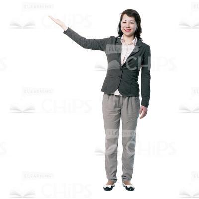 Happy Young Woman Pointing Up Cutout-0