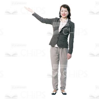 Cheerful Young Woman Presenting Pose-0