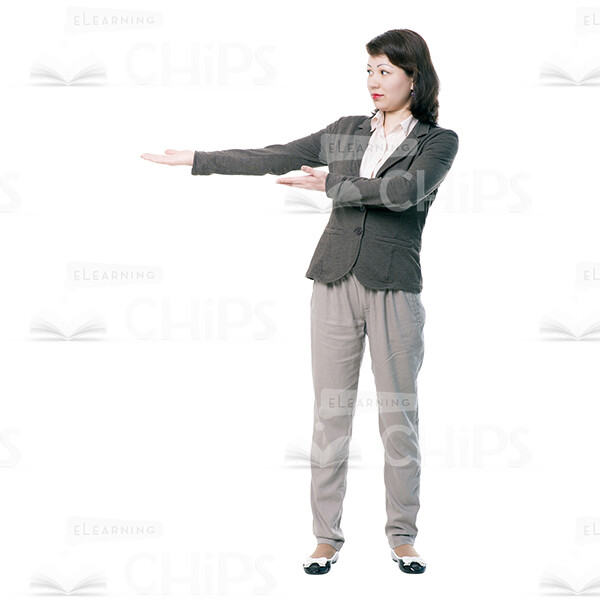 Focused Woman Showing Something Cutout-0