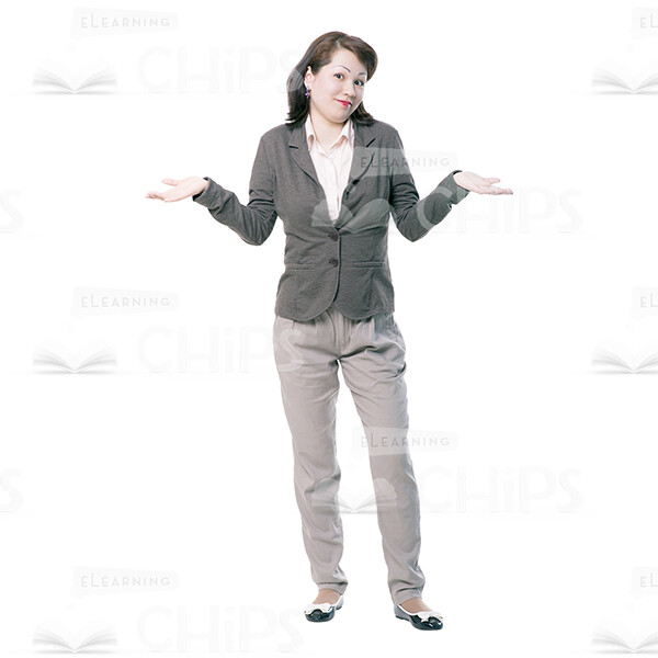 Handsome Young Woman Shrugs Shoulders Cutout-0