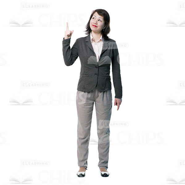 Friendly Young Woman Pointing Up Cutout Photo-0
