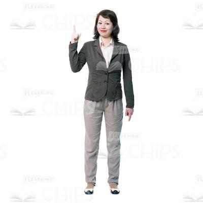 Cheerful Young Woman Pointing Up Cutout Photo-0