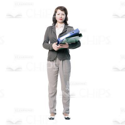 Calm Young Woman Holding Folders Cutout-0