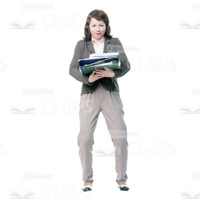 Young Woman Trying To Hold Folders Cutout Photo-0