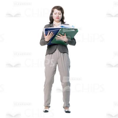 Woman Character With Several Folders Cutout Image-0