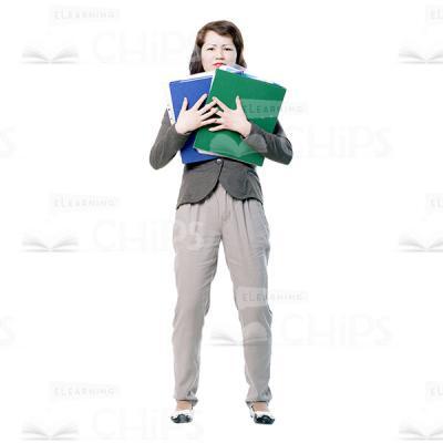 Displeased Young Woman Holding Folders Cutout Picture-0